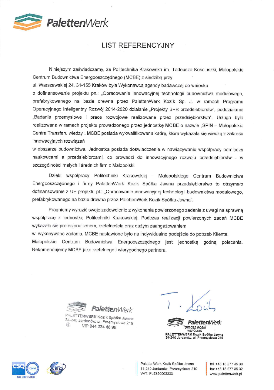 List referencyjny - PalettenWerk